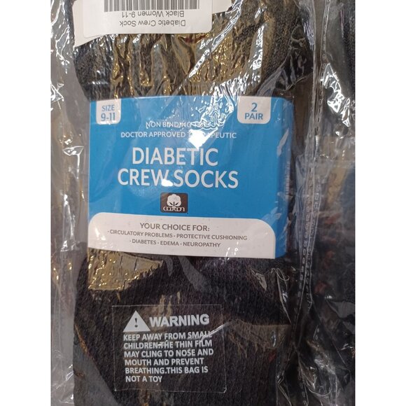 Womens Non Binding Top Circulatory Diabetic Cotton Crew Socks 4 Pairs Size 9-11 - Picture 3 of 4
